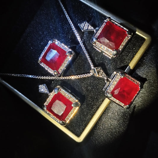 Crimson Elegance Pendant Set